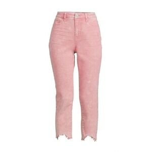 Time & Tru Women Boyfriend Pink Jeans Shark Bite Hem Mid Rise Plus Sz 20W New #